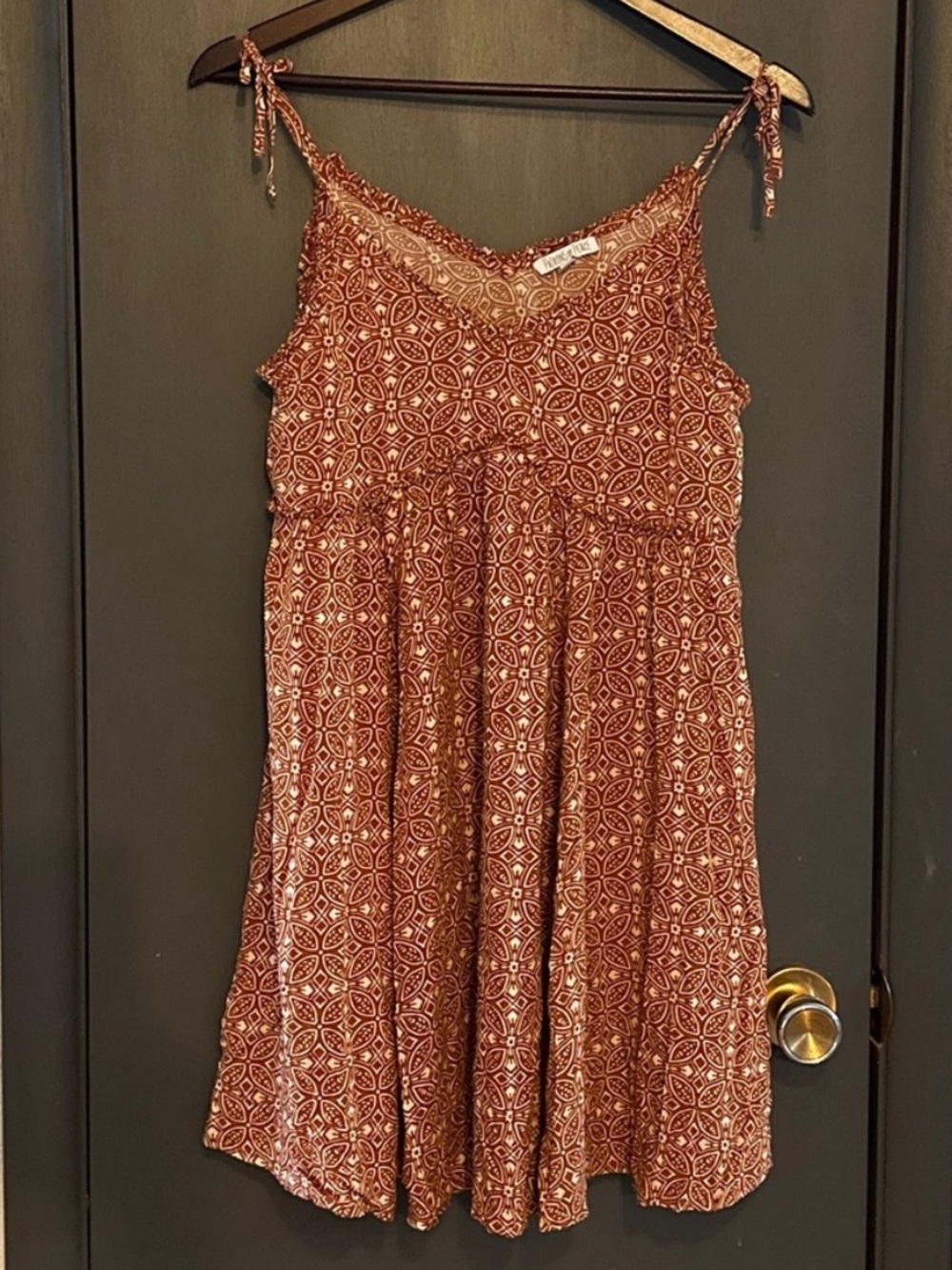 Anthropologie Patrons of Peace Dress Beige Brown Malibu Boho Sundress Sz S NWOT